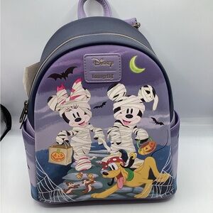 Disney Loungefly Mickey Minnie Mouse Donald Halloween Mummy Mini Backpack New